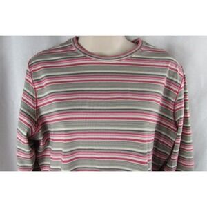 Quest wear pink tan striped athletic shirt top stretch nylon spandex XL women's